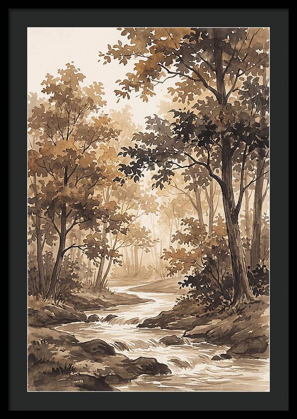 Winding Stream Through Autumn Colors
