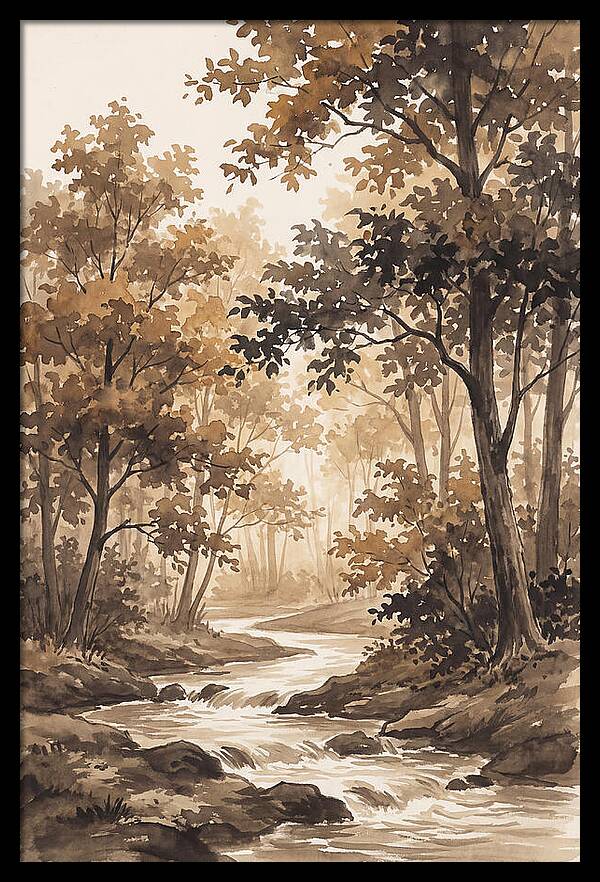 Winding Stream Through Autumn Colors