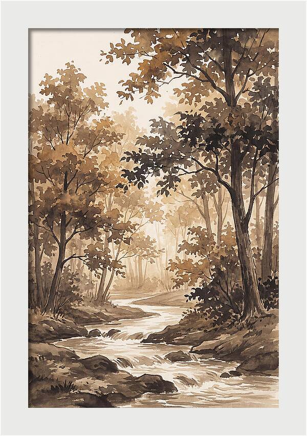 Winding Stream Through Autumn Colors