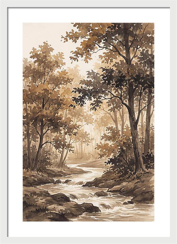 Winding Stream Through Autumn Colors