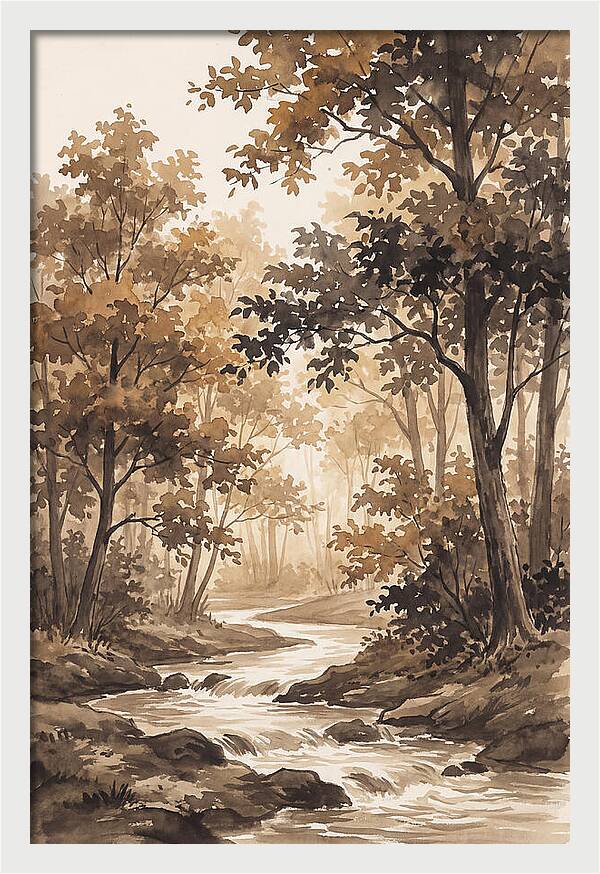 Winding Stream Through Autumn Colors