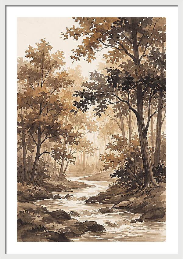 Winding Stream Through Autumn Colors