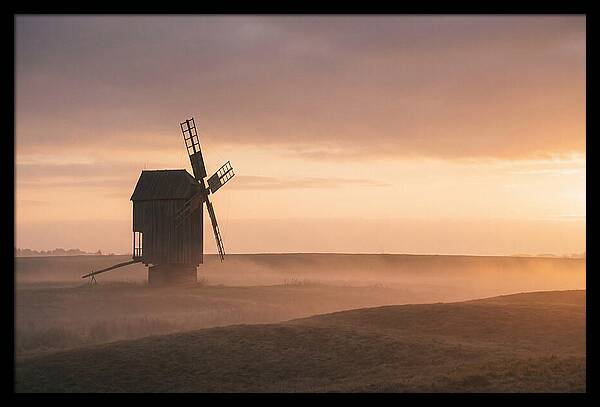 Windmill Silhouetted Against Sunset