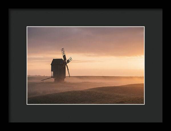 Windmill Silhouetted Against Sunset