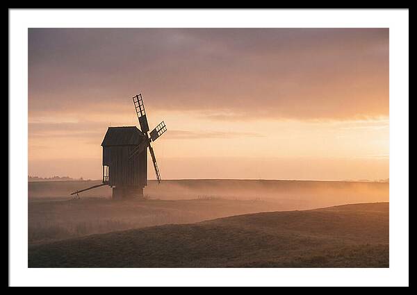 Windmill Silhouetted Against Sunset