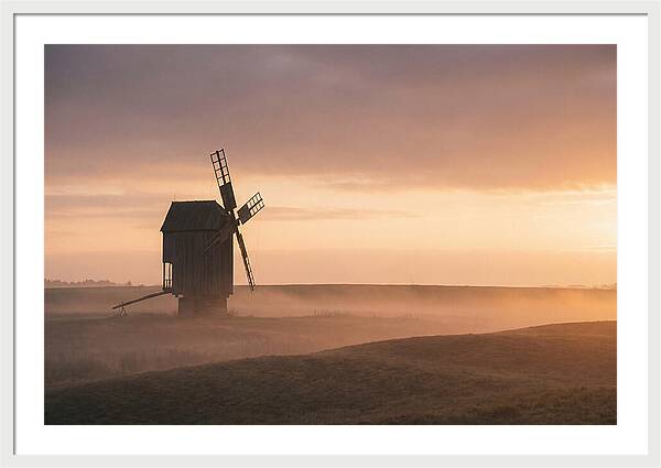 Windmill Silhouetted Against Sunset