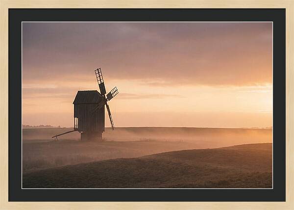 Windmill Silhouetted Against Sunset