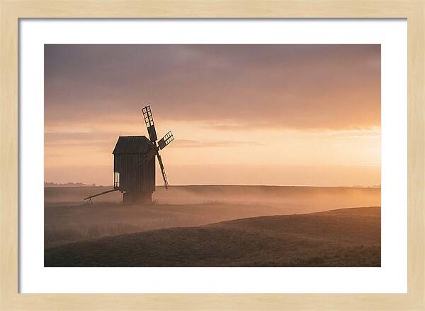 Windmill Silhouetted Against Sunset