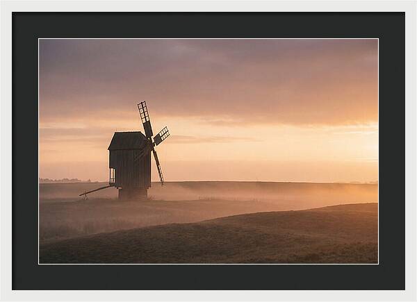 Windmill Silhouetted Against Sunset