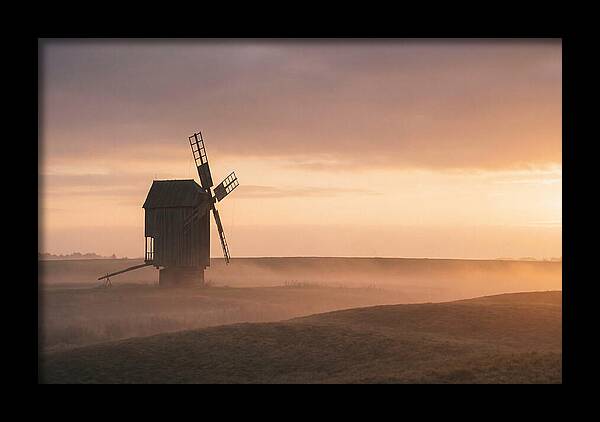 Windmill Silhouetted Against Sunset