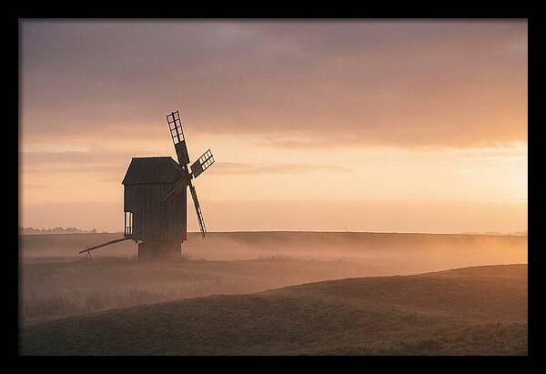 Windmill Silhouetted Against Sunset