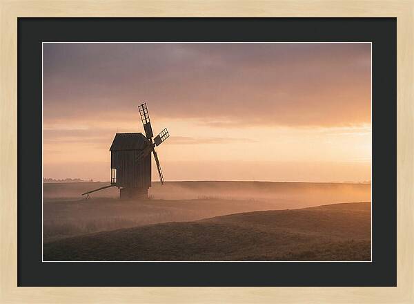 Windmill Silhouetted Against Sunset