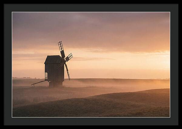 Windmill Silhouetted Against Sunset