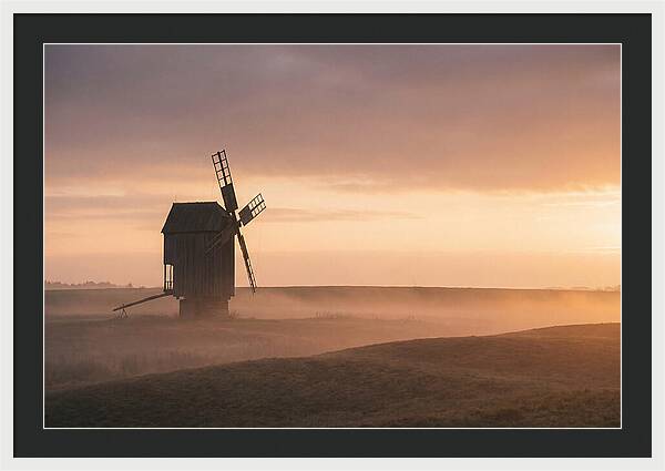 Windmill Silhouetted Against Sunset