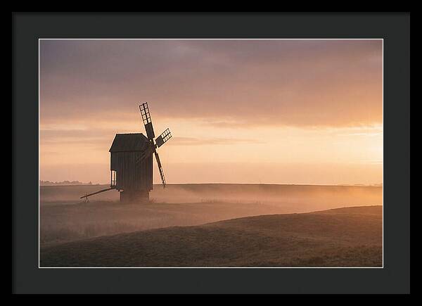 Windmill Silhouetted Against Sunset