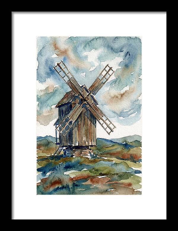 Windmill Under Cloudy Skies