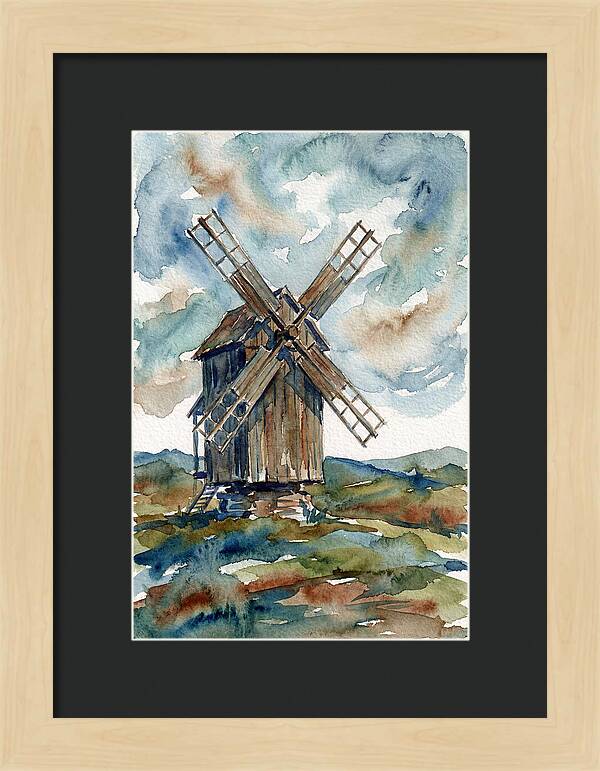 Windmill Under Cloudy Skies