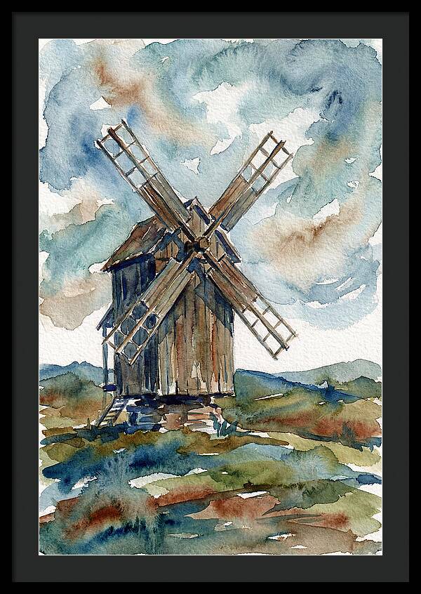 Windmill Under Cloudy Skies