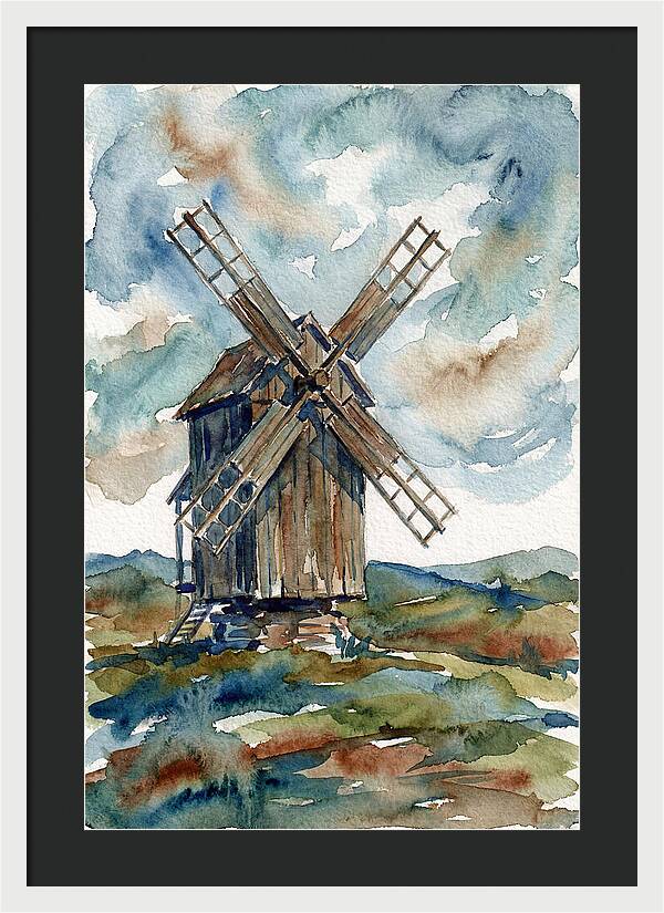 Windmill Under Cloudy Skies