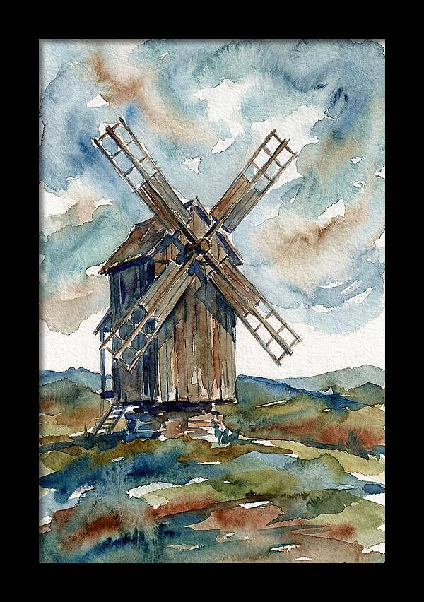 Windmill Under Cloudy Skies