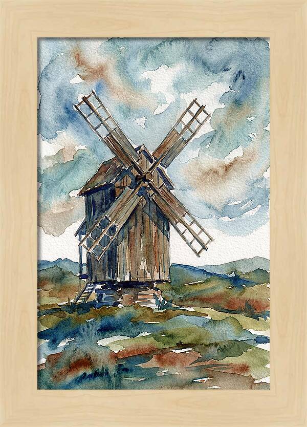 Windmill Under Cloudy Skies