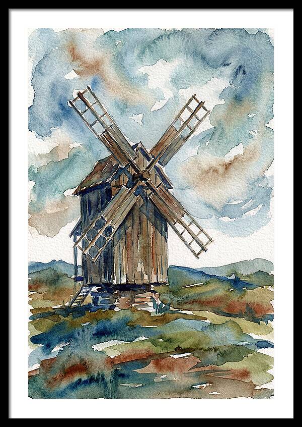 Windmill Under Cloudy Skies