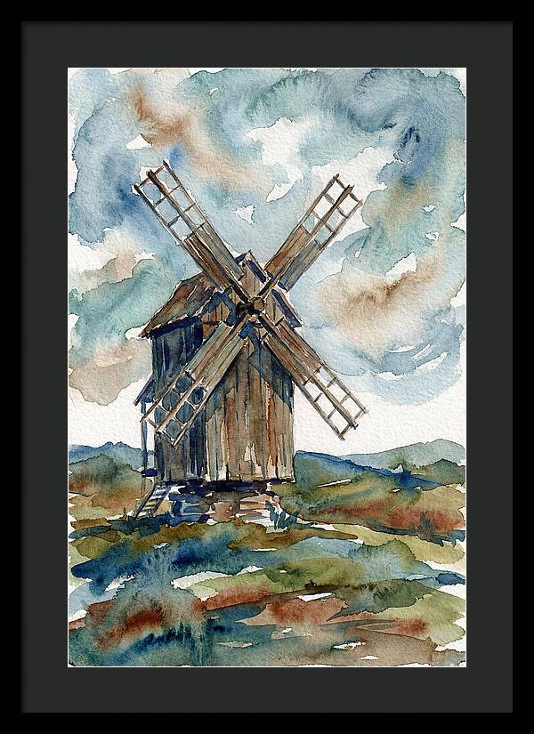 Windmill Under Cloudy Skies
