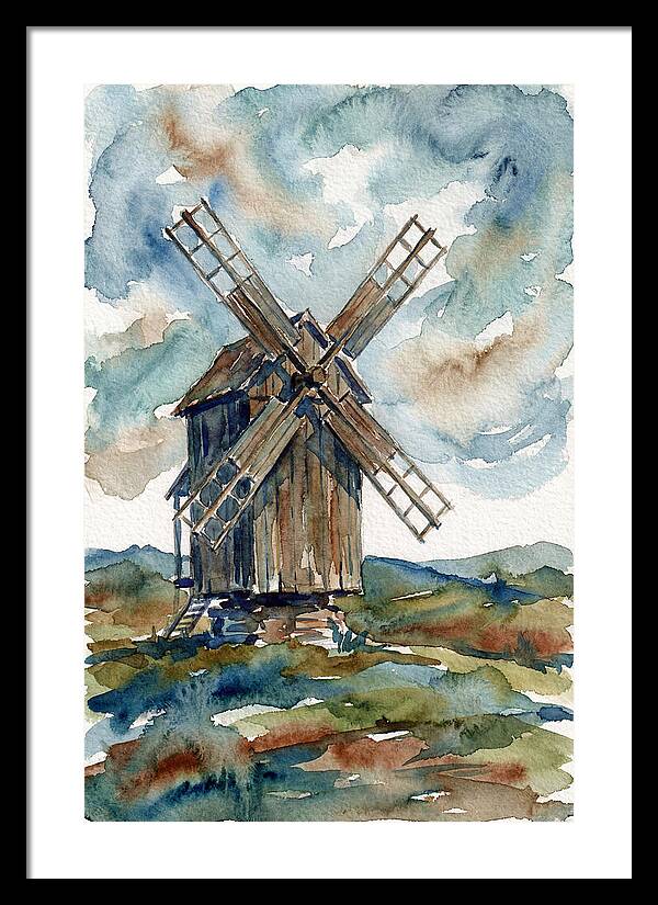 Windmill Under Cloudy Skies