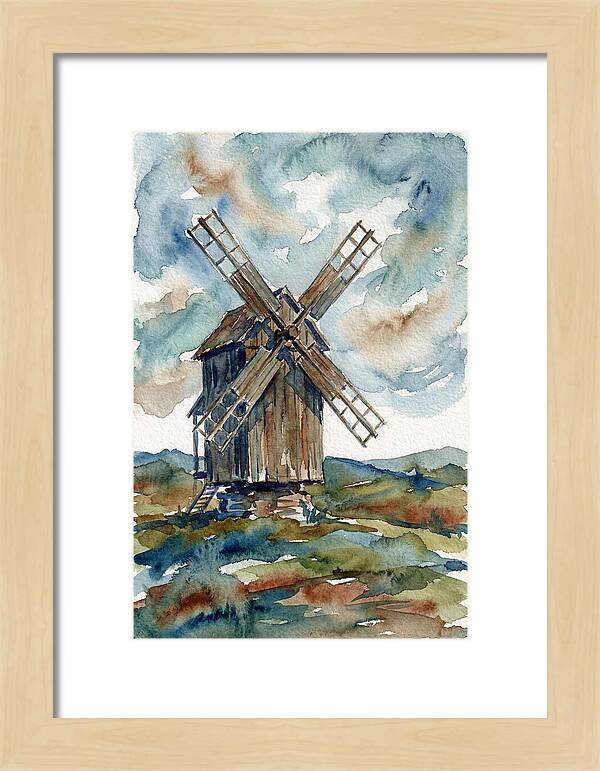 Windmill Under Cloudy Skies