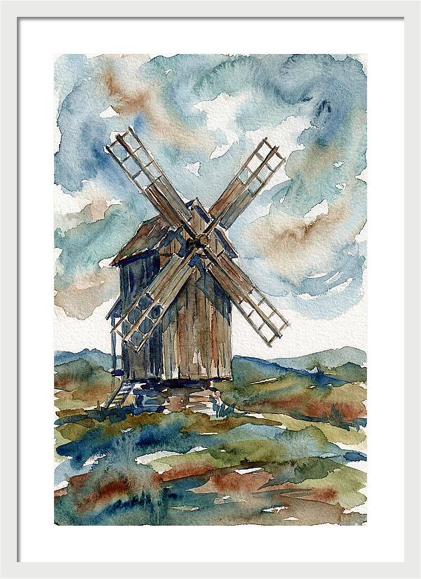 Windmill Under Cloudy Skies