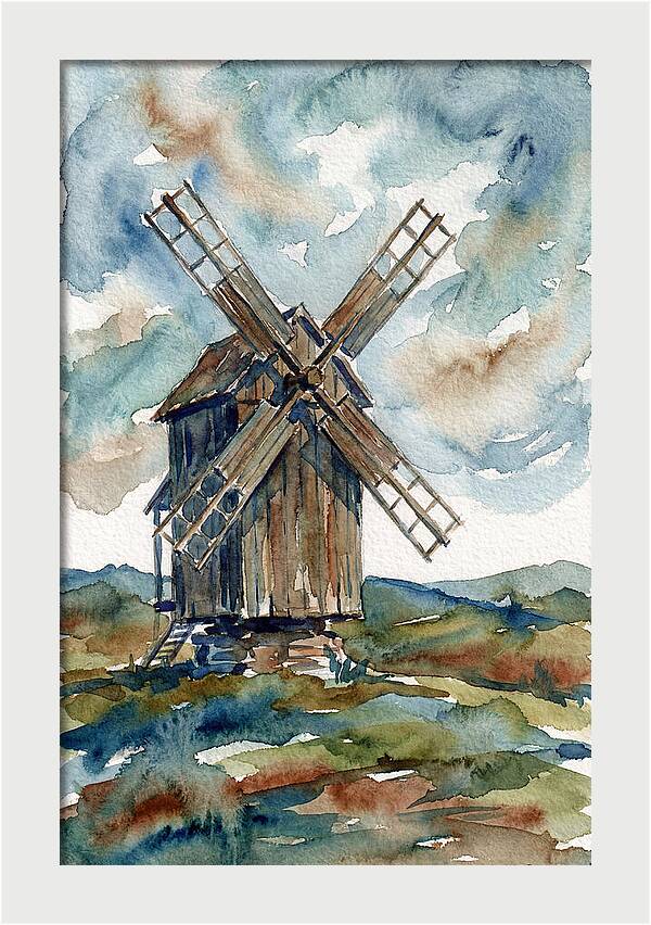 Windmill Under Cloudy Skies