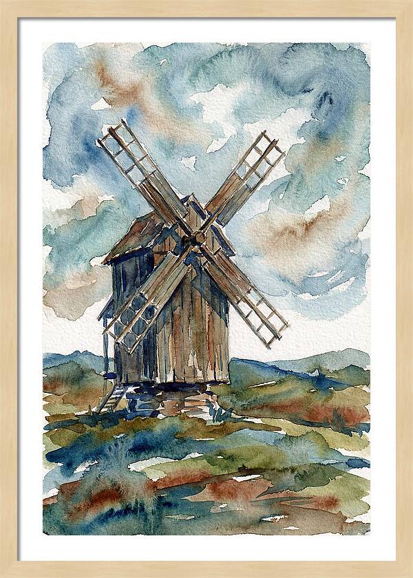 Windmill Under Cloudy Skies