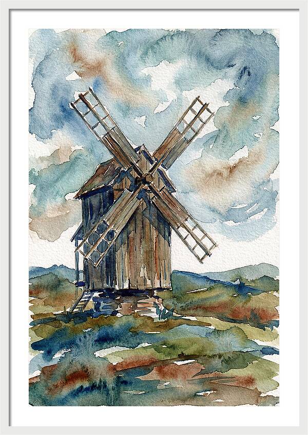 Windmill Under Cloudy Skies