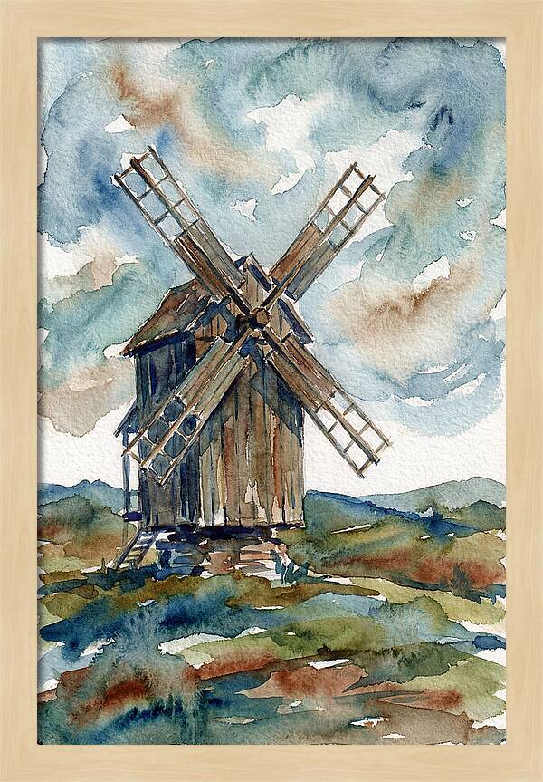 Windmill Under Cloudy Skies