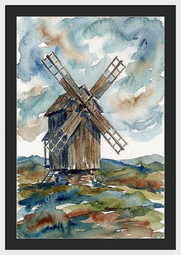 Windmill Under Cloudy Skies