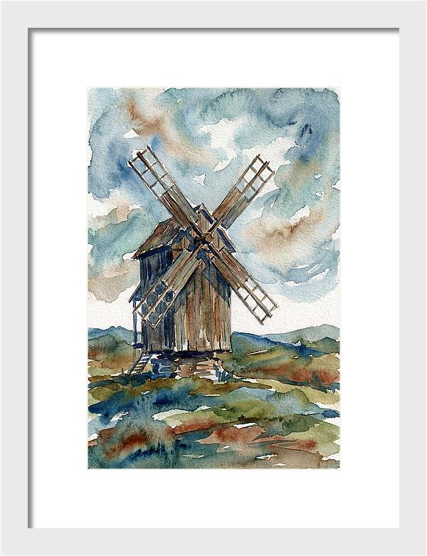 Windmill Under Cloudy Skies
