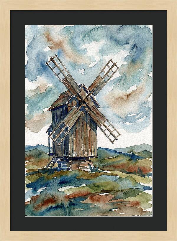 Windmill Under Cloudy Skies