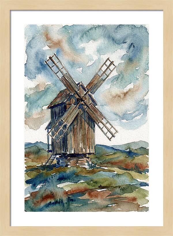 Windmill Under Cloudy Skies