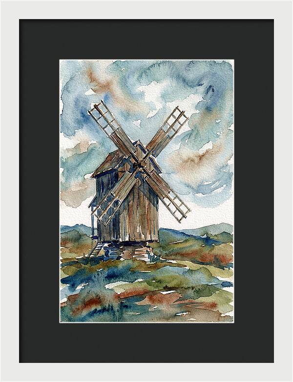 Windmill Under Cloudy Skies