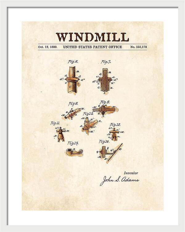 Windmill Watercolor Patent Us233178a