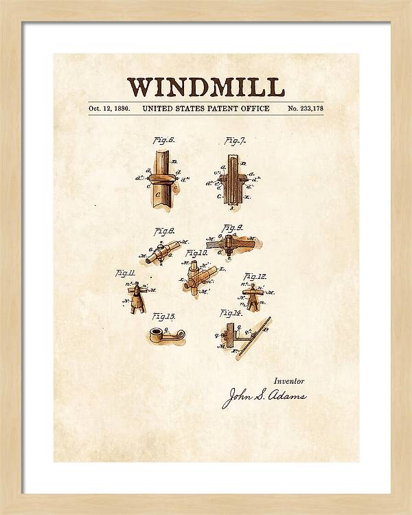Windmill Watercolor Patent Us233178a