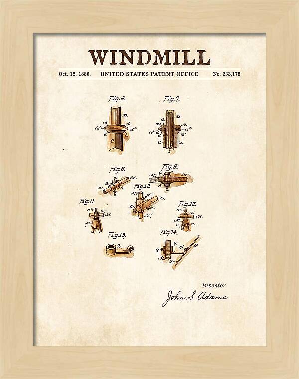 Windmill Watercolor Patent Us233178a