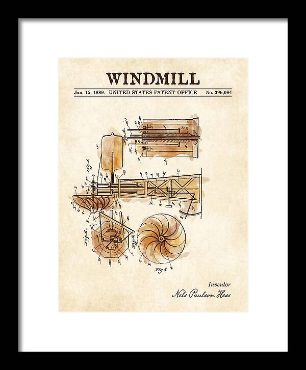 Windmill Watercolor Patent Us396084a