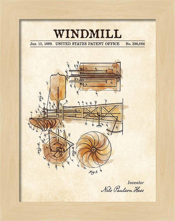 Windmill Watercolor Patent Us396084a