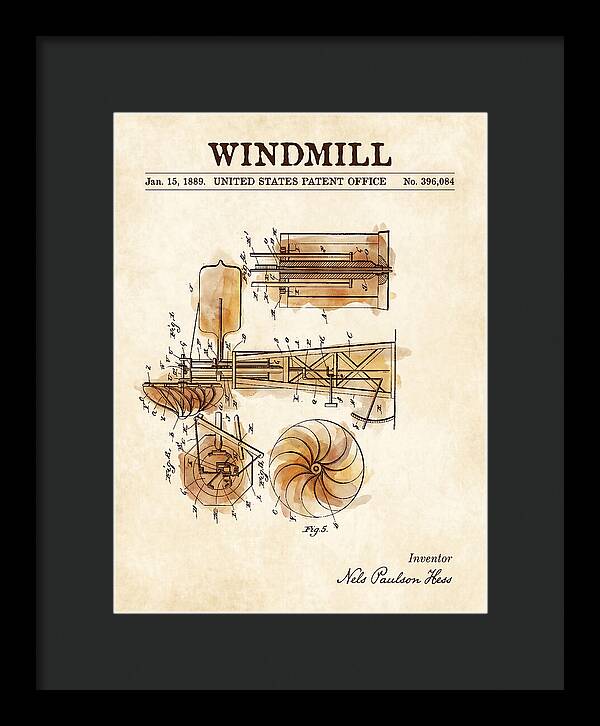 Windmill Watercolor Patent Us396084a