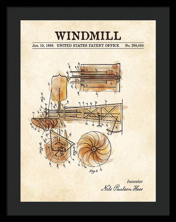 Windmill Watercolor Patent Us396084a