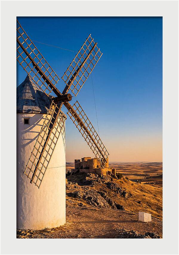Windmills Against Golden Horizon