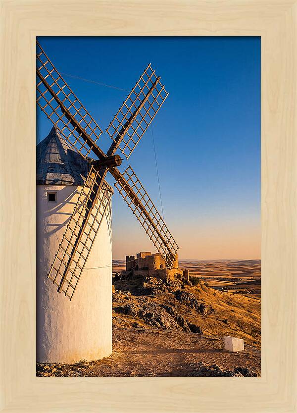 Windmills Against Golden Horizon