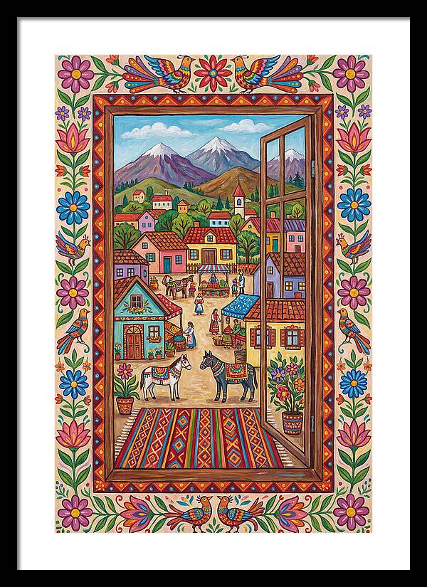 Window View Of A Vibrant Village