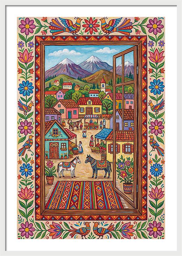 Window View Of A Vibrant Village